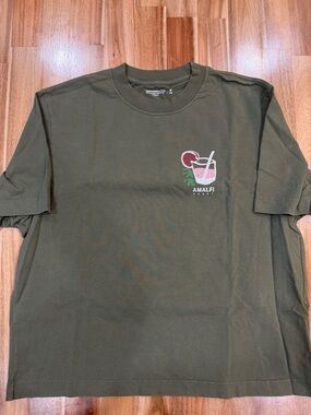 Abercrombie & Fitch Olive Green Cropped Heavyweight Tee